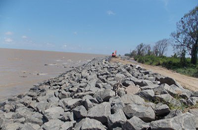 sea barrier made of rocks